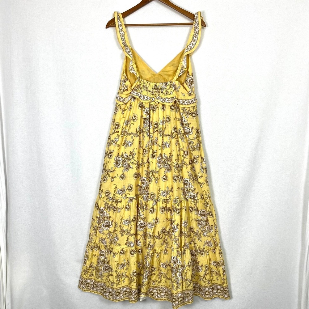 Anthropologie Max Studio $198 Medium Maxi Dress Butter Yellow Cottage Coquette M - Picture 4 of 8